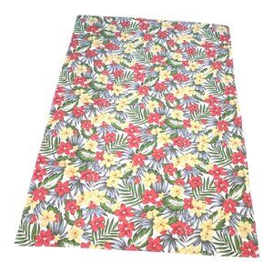 Hibiscus Tropical Floral Tablecloth 75x55 Thick Cotton Beach Lake House Nautical
